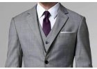 grey suit purple tie