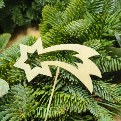 Dřevěný zápich - kometa - mix barev