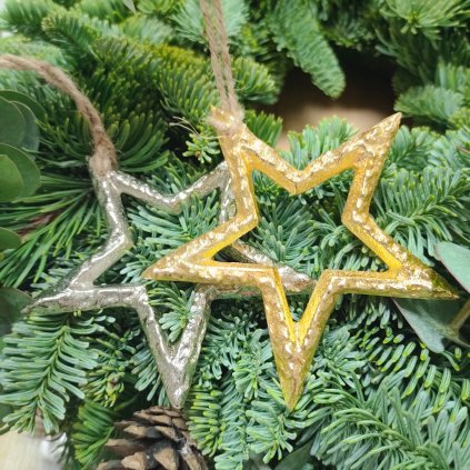 Hvězda kov - zlatá/stříbrná