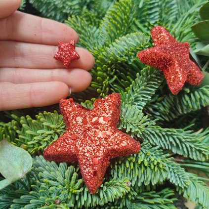 Glitr hvězda - červená