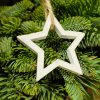 Hvězda dřevěná - závěsná (bílá/šedá)