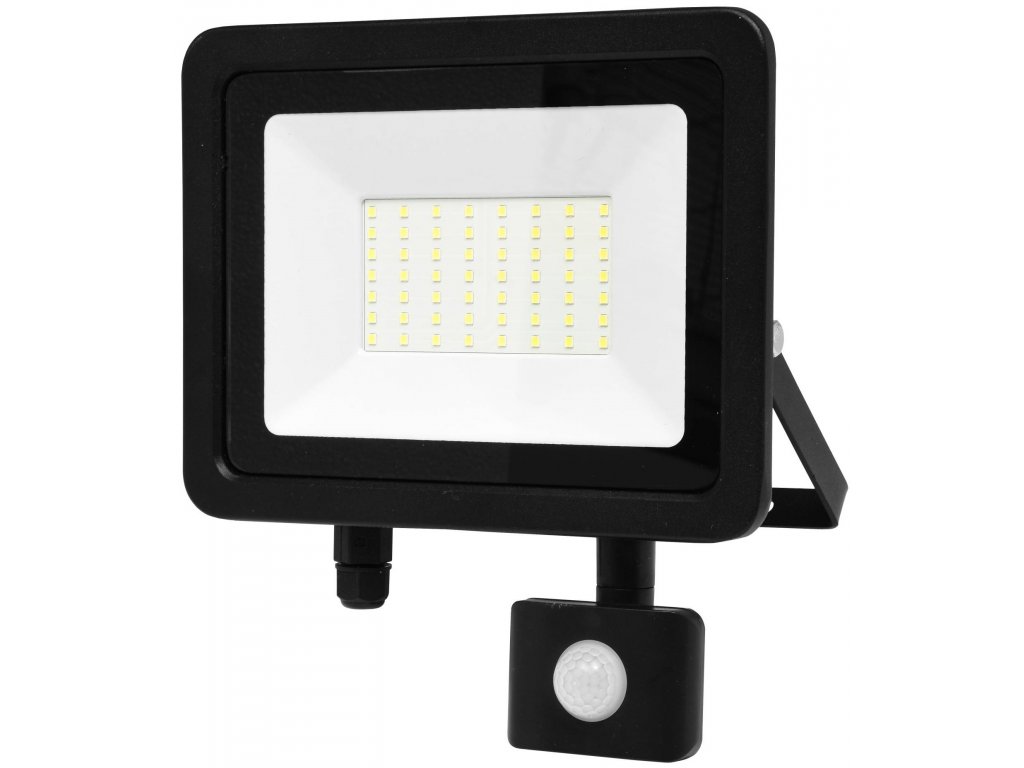 Černý LED reflektor 50W s pohybovým čidlem | LED Solution.cz