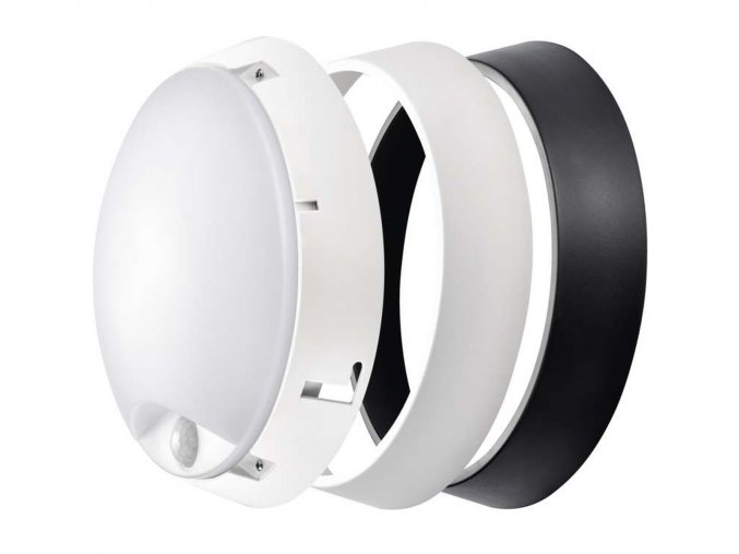 Bílé/černé LED stropní/nástěnné svítidlo s pohybovým čidlem 14W IP54 (Barva světla Teplá bílá)