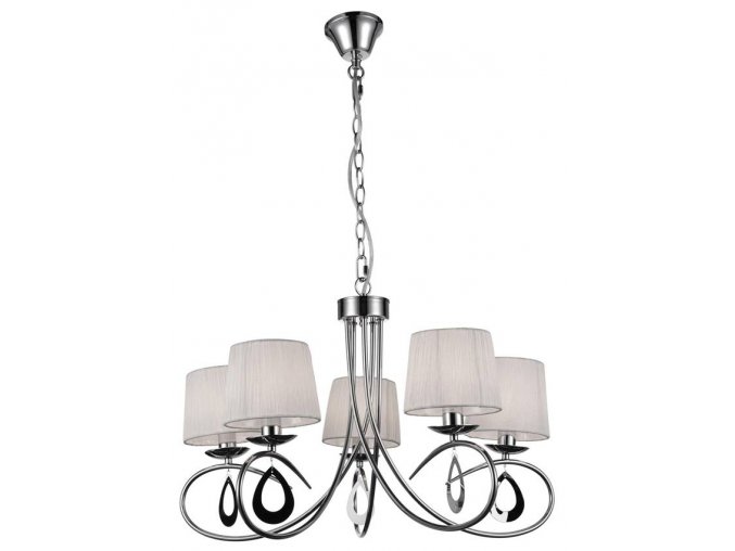 pol pl Lampa wiszaca chromowa bialy abazur tkany 5x40W Arnika Candellux 35 21687 8449 1