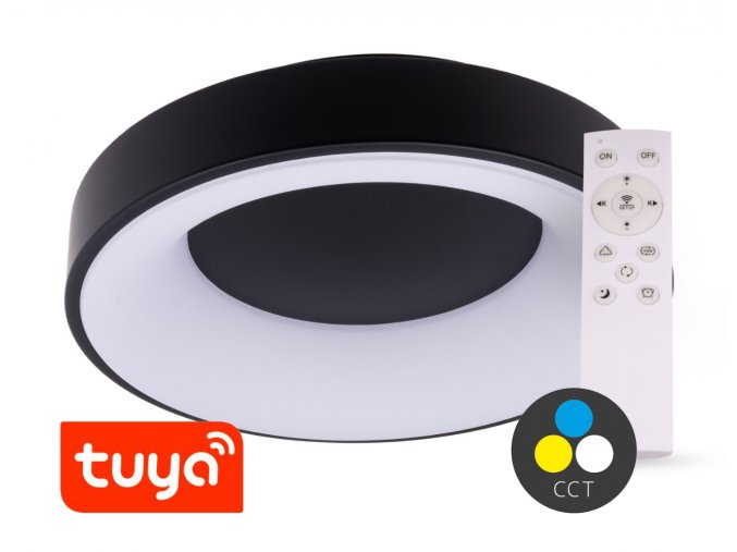 SMART TUYA Černé LED stropní svítidlo kulaté 480mm 48W CCT s DO