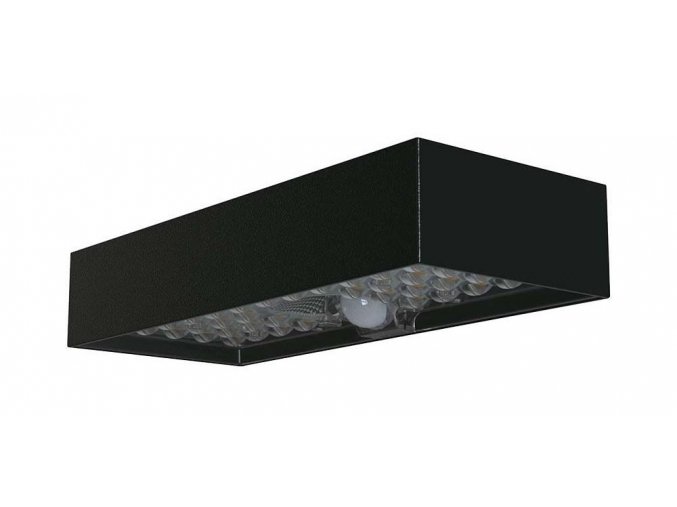 Černé LED nástěnné solární svítidlo s pohybovým čidlem 6W IP65