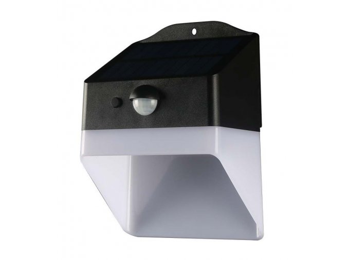 Černo-bílé LED nástěnné solární svítidlo s pohybovým čidlem 2W IP65