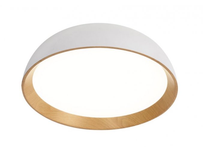 Bílé LED stropní svítidlo Calabria s dřevěným dekorem kulaté 24W