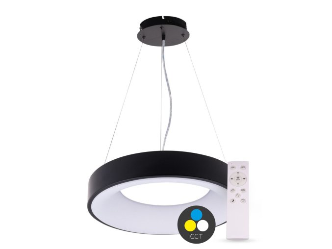SMART TUYA Černé závěsné LED svítidlo kulaté 600mm 60W CCT s DO