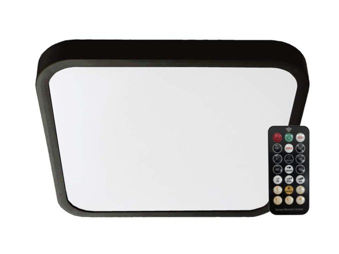 Černé přisazené LED svítidlo čtvercové 420x420mm 36W IP44 Premium s pohybovým MW čidlem a DO