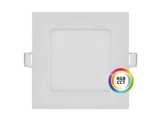 Bílý vestavný LED panel hranatý 120 x 120mm 9W 24V RGB+CCT