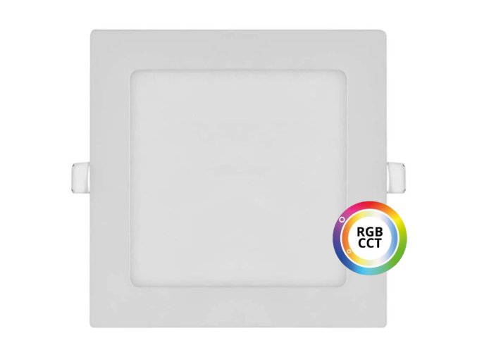 Bílý vestavný LED panel hranatý 174 x 174mm 18W 24V RGB+CCT