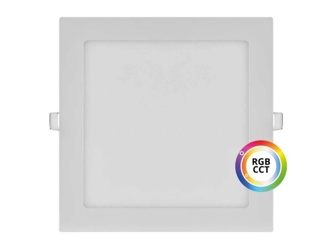 Bílý vestavný LED panel hranatý 225 x 225mm 27W 24V RGB+CCT