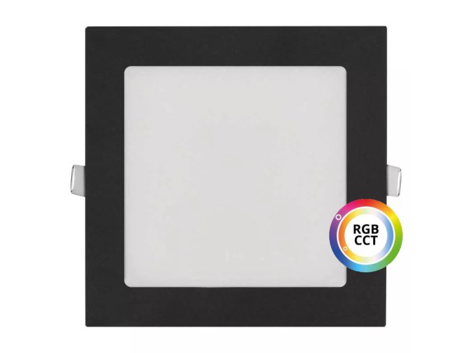 Černý vestavný LED panel hranatý 174 x 174mm 18W 24V RGB+CCT