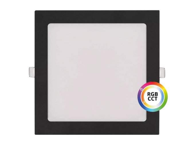 Černý vestavný LED panel hranatý 225 x 225mm 27W 24V RGB+CCT