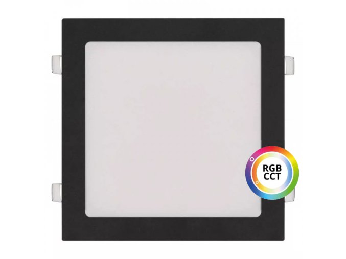 Černý vestavný LED panel hranatý 300 x 300mm 36W 24V RGB+CCT