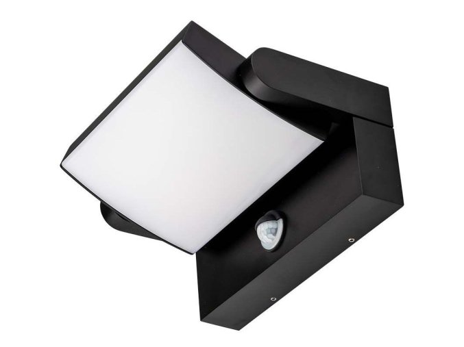 Černé fasádní LED svítidlo náklopné s pohybovým čidlem 17W IP65