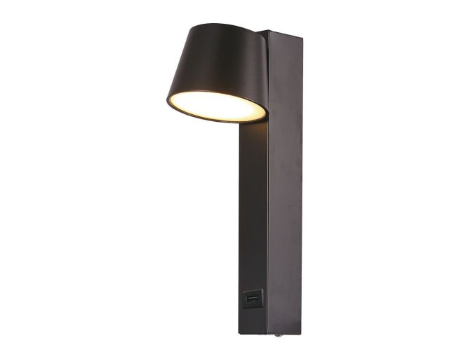 Černé nástěnné LED svítidlo kuželové s USB portem 8W