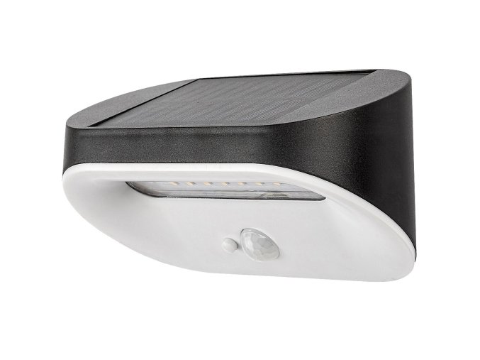 Černé fasádní solární LED svítidlo s pohybovým čidlem Brezno 3,2W IP44