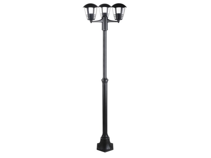 Černá zahradní lampa Marseille pro žárovku 3x E27 181cm
