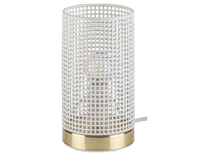 Bílá stolní lampa Boogie s perforovaným stínítkem pro žárovku E14