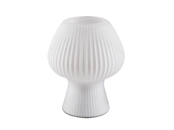 Bílá stolní lampa Vinelle se žebrovaným skleněným stínítkem pro žárovku E14