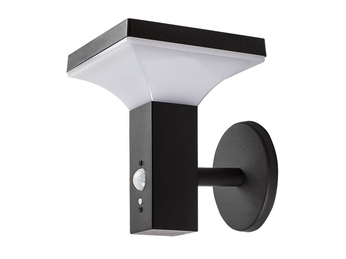 Černé fasádní solární LED svítidlo s pohybovým čidlem Geleen 4W IP44