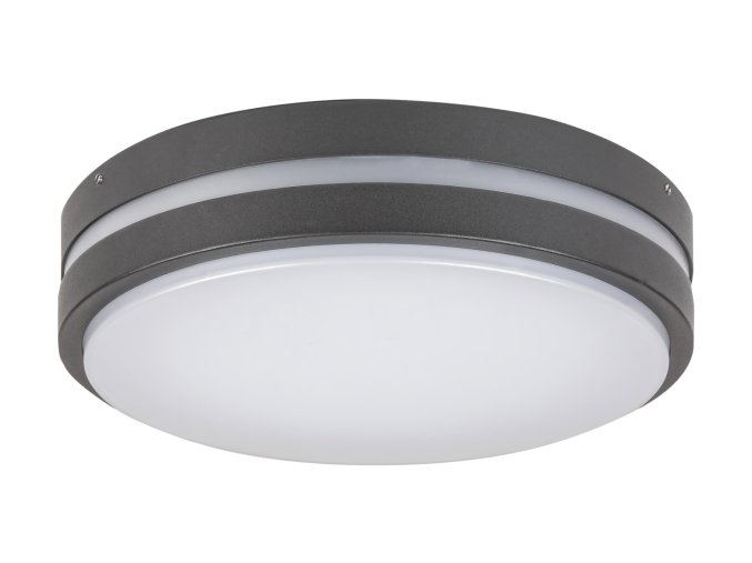 Antracitové stropní/nástěnné LED svítidlo Hamburg kulaté 200mm 10W IP44