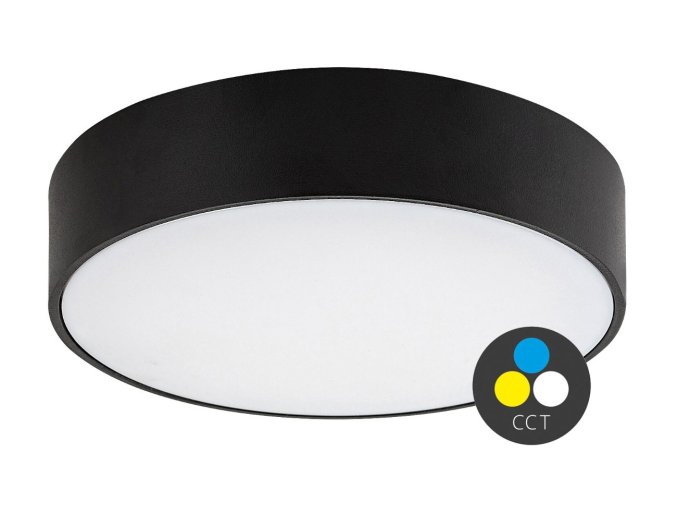 Černé stropní LED svítidlo Tartu kulaté 175mm 18W IP44 CCT
