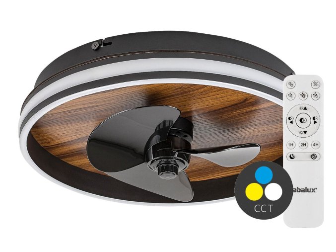 Černé stropní LED svítidlo s ventilátorem Faustine 470mm 30W CCT s DO