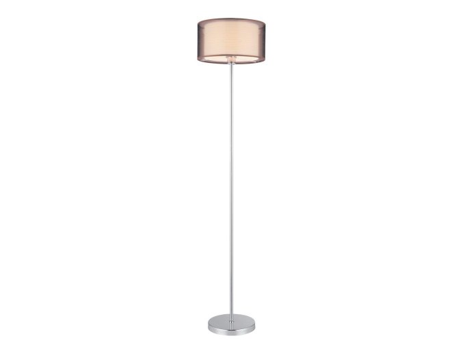 Chromová stojací lampa Anastasia s hnědým stínidlem pro žárovku E27