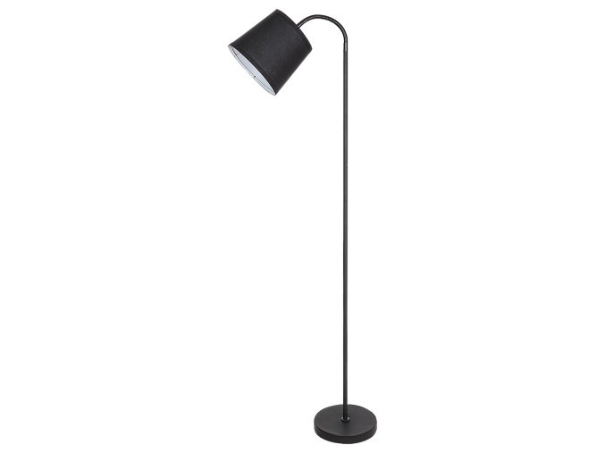 Černá stojací lampa Godric s černým stínidlem pro žárovku E27