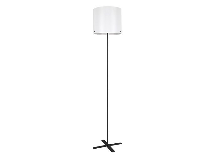 Černá stojací lampa Izander s bílým stínidlem pro žárovku E27