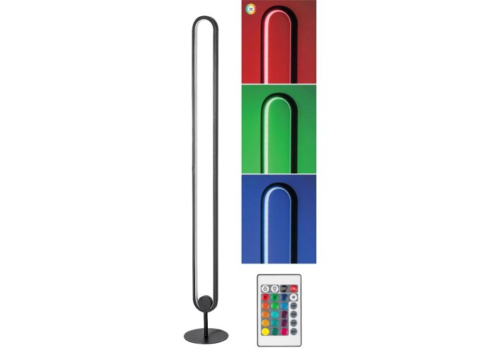 Černá stojací LED RGB lampa Barto 19W s DO