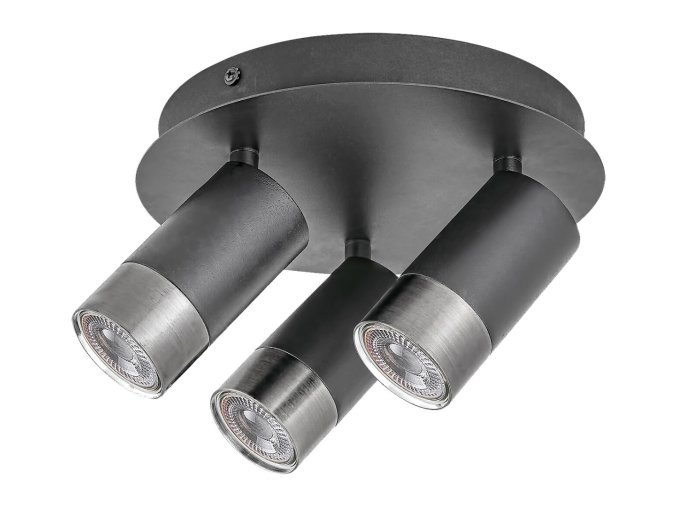 Černé stropní svítidlo Zircon pro žárovku 3x GU10