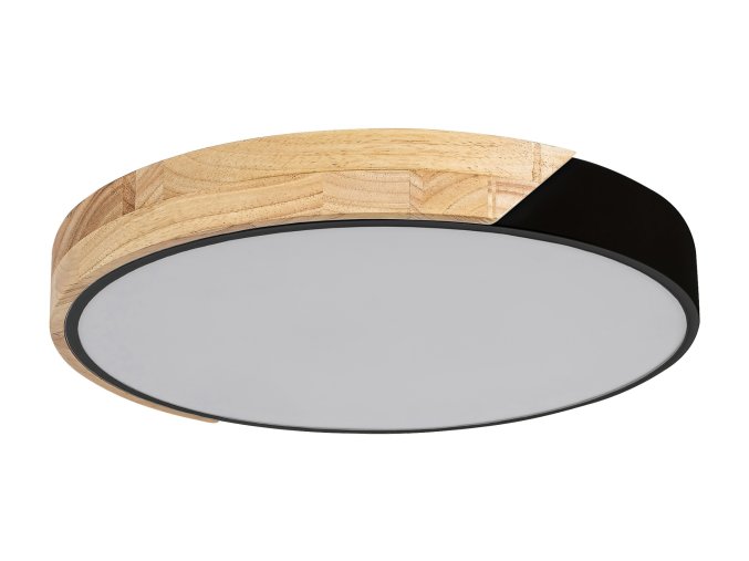 Černé stropní LED svítidlo Maple s dekorem dřeva 415mm 24W