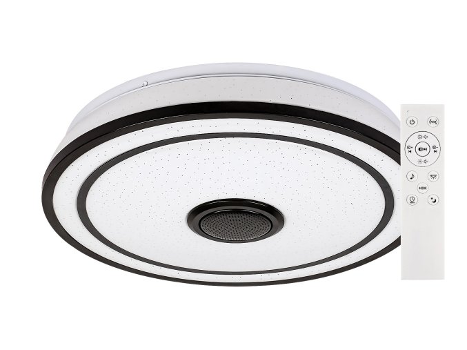 Černé stropní LED svítidlo Nikolaus 395mm 24W RGB+CCT s DO a reproduktorem