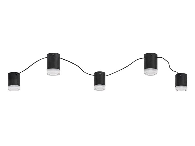 Černé křišťálové LED svítidlo Looplab pro žárovku 5x G9