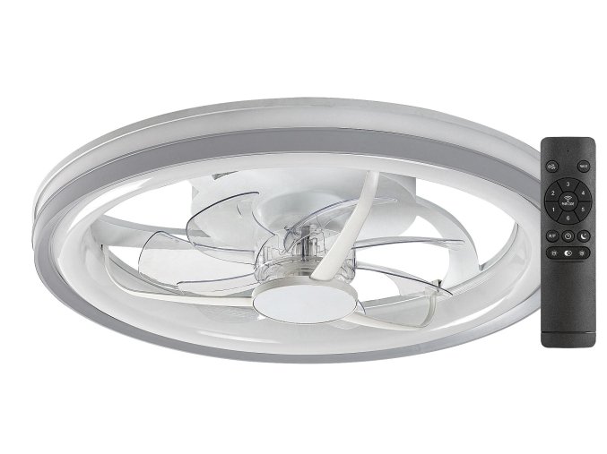 SMART WIFI Stříbrné stropní LED svítidlo s ventilátorem Fanricius 480mm 40W CCT s DO