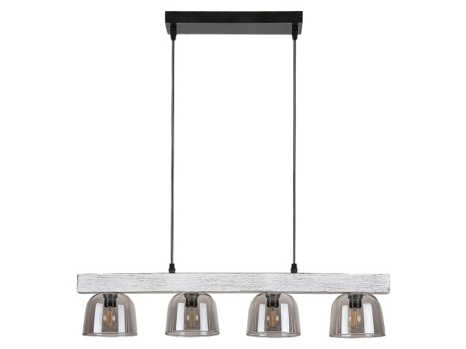 Černý závěsný lustr Cardamom s dekorem dřeva pro žárovku 4x E14