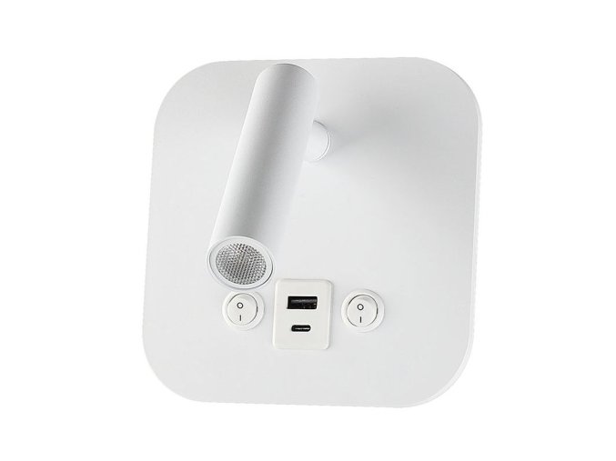 Bílé nástěnné LED svítidlo s USB/PD nabíjením 8W