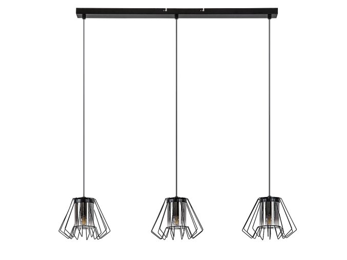 Černý závěsný lustr Emerencia pro žárovku 3x E27