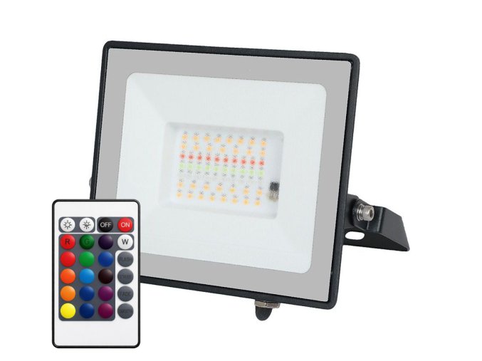 Černý RGBW LED reflektor 30W s 1m kabelem a DO