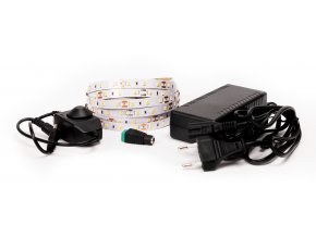 LED pásek 12W/m 12V bez krytí IP20 5 metrů + adaptér 72W + manuální stmívač (Barva světla Extra teplá bílá)