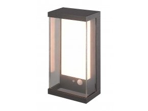 Šedé LED nástěnné solární svítidlo s pohybovým čidlem 0,5W IP54