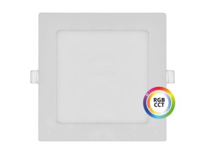 Bílý vestavný LED panel hranatý 174 x 174mm 18W 24V RGB+CCT