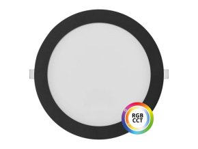 Černý vestavný LED panel kulatý 225mm 27W 24V RGB+CCT