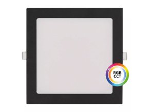 Černý vestavný LED panel hranatý 225 x 225mm 27W 24V RGB+CCT
