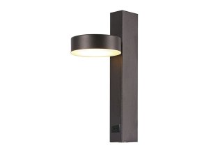 Černé nástěnné LED svítidlo kulaté s USB portem 8W