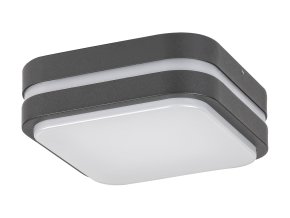 Antracitové stropní/nástěnné LED svítidlo Hamburg hranaté 200x200mm 10W IP44